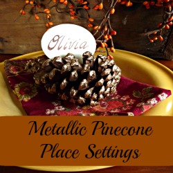 Make It:  Metallic Pinecone Crafts Place Setting - a bit of bling for your fall table eclecticallyvinage.com