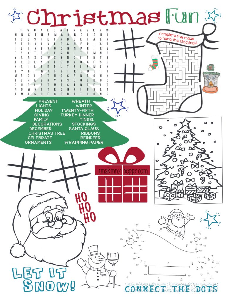 Christmas Coloring Pages for Kid's Table - Unskinny Boppy